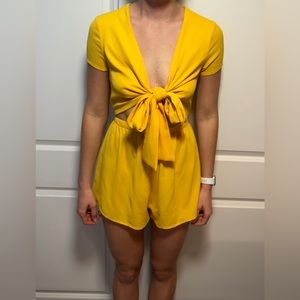 Yellow, front tie romper from oh polly size 8